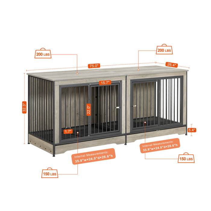 Tucker Murphy Pet™ Large Dog Crate Furniture, Wooden Dog Kennel With